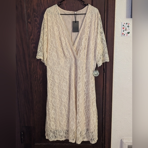 New with Tags Pinup Fashion Off White Lace Bridal Shower Dress Size 24W - Picture 1 of 6